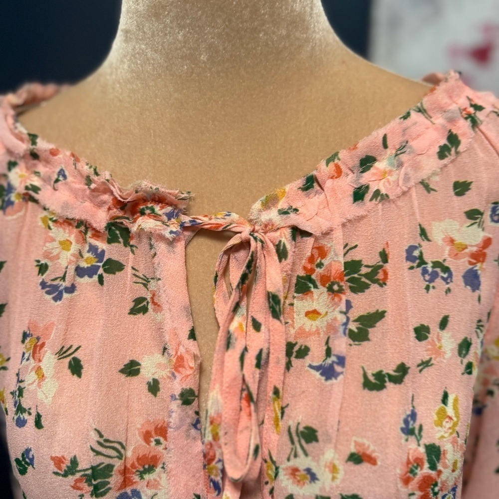 LoveShackFancy Popover Dress Floral Pink Ruffle Dress XS - Picture 4 of 8